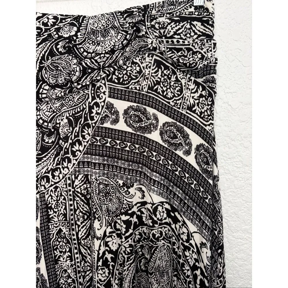 Anthropologie Maeve Issa Maxi Skirt in Black and White Print Size L
